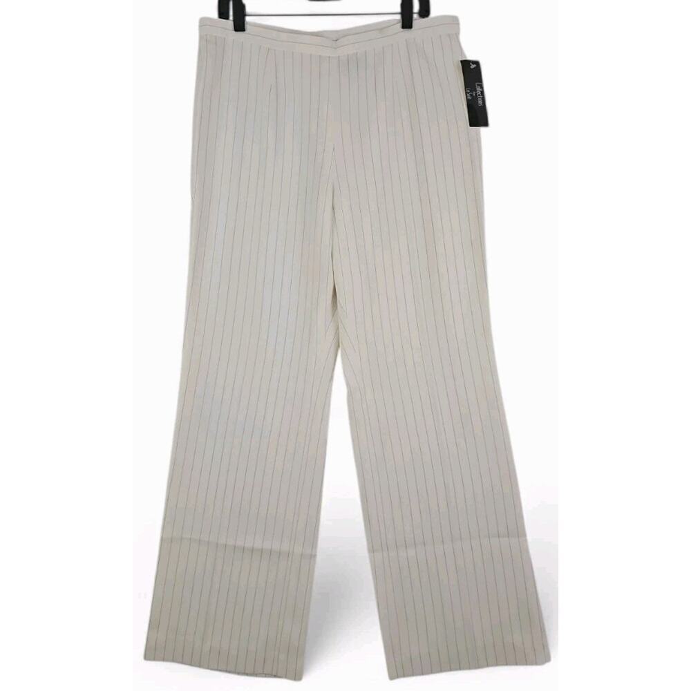 Le Suit Collection ~Woman Size 14~ Vanilla/Black Dress Pants Straight Leg Lined.